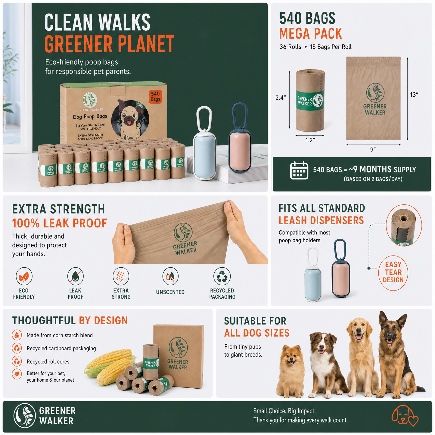 eco-friendly dog poop bags with paper roll cores extra thick