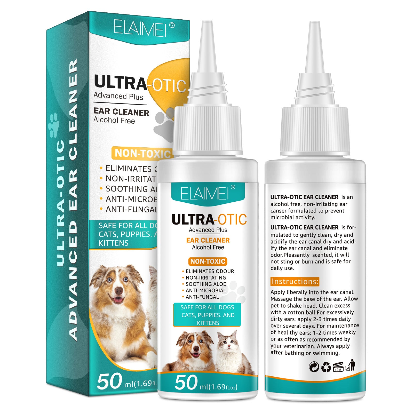 dog cat ear cleaning solution removes dirt debris and wax buildup
