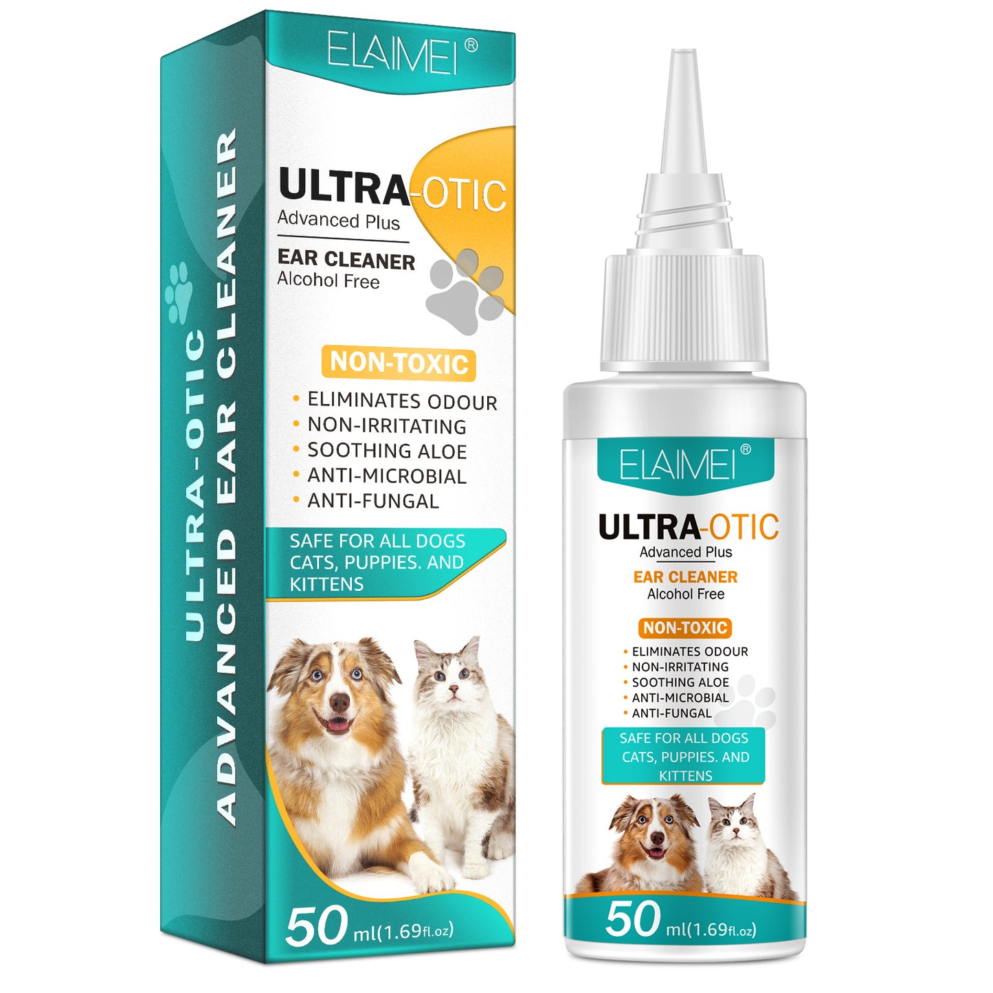 dog and cat ear cleaning solution 50ml gentle formula bottle