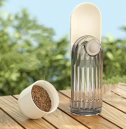 curved wide mouth dog water bottle with one-button control