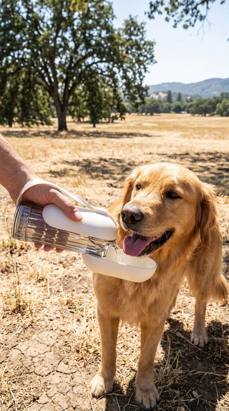 dog water bottle dual compartment for walks and outdoor adventures