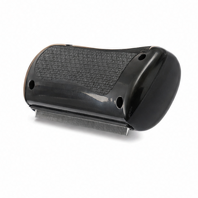durable dog grooming comb black TPR handle removes tangles